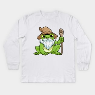 Frog as Magician with Magic wand Kids Long Sleeve T-Shirt